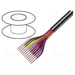 5 m x TASKER - C10025 - Wire, 10x0.25mm2, shielded,braid made of copper wires, black
