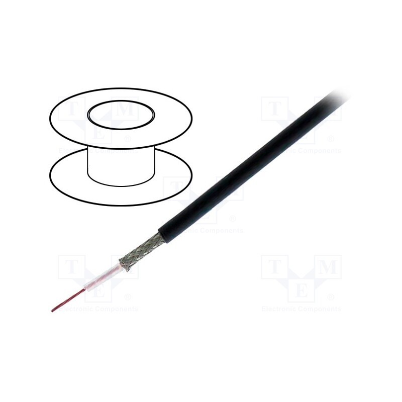 5 m x BELDEN - 9239 0101000 - Wire: coaxial, RG174, 1x26AWG, stranded, CCS, PVC, black, 305m