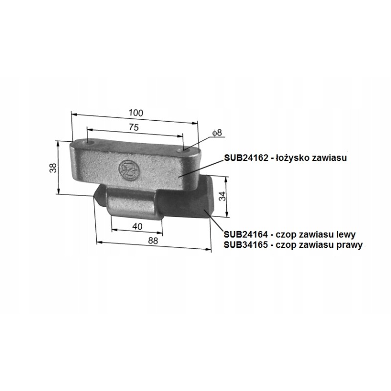 Aluminum side hinge for welding l100