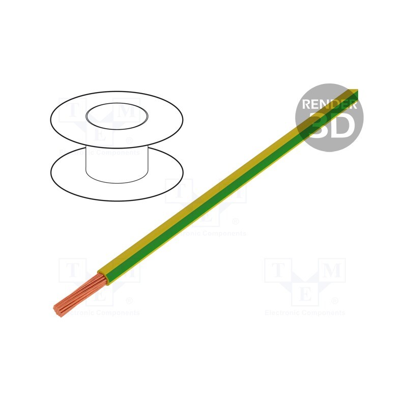 5 m x STu00c4UBLI - 61.7556-20 - Wire, Silivolt®-E, 1x2.5mm2, stranded, Cu, silicone, green-yellow