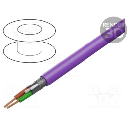 5 m x HELUKABEL - 800648 - Wire, 1x2x24AWG, PROFIBUS, stranded, Cu, PVC, violet, none
