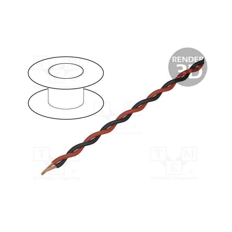 5 m x TASKER - TSK1130 RED BLACK - Wire: assembly, 2x0.25mm2, stranded, Ext.dimensions: 2x1.4mm, 100m