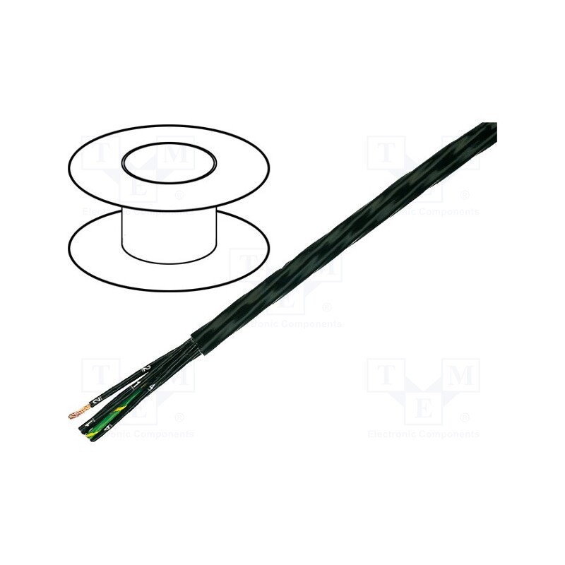 5 m x HELUKABEL - 24547 - Wire, HELUFLON® FEP-6Y, 2x0.25mm2, stranded, Cu, FEP, black, 600V