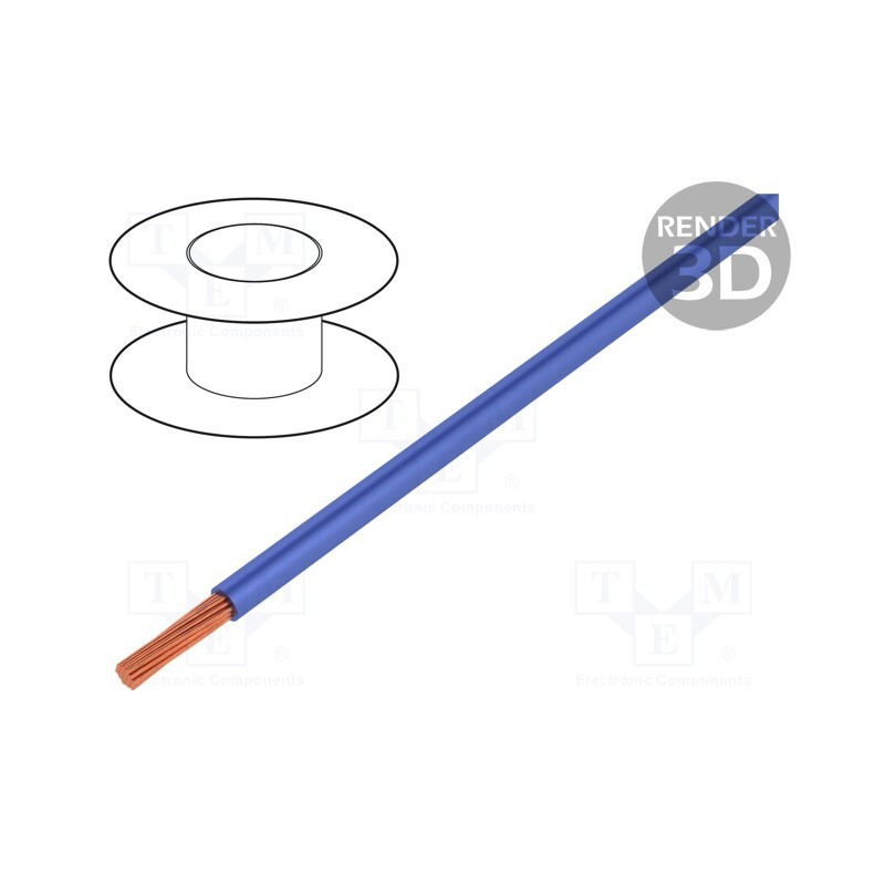 5 m x STu00c4UBLI - 61.7607-23 - Wire, Silivolt®-1V, 1x1mm2, stranded, Cu, silicone, blue, 1.5kV