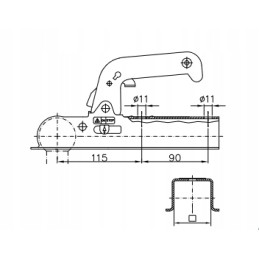Winterhoff ball hitch square profile 60mm 800kg