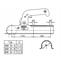 Winterhoff ball hitch, pipe diameter 50mm, 800kg hook
