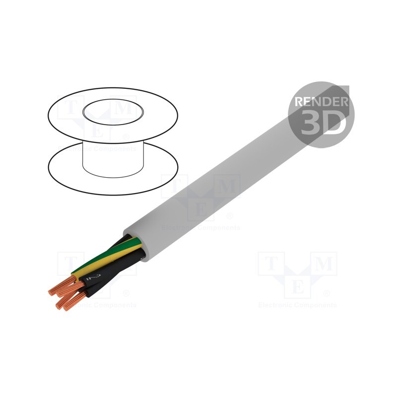 5 m x HELUKABEL - 23347 - Wire, JZ-500-PUR, 4G1mm2, unshielded, 300V,500V, Cu, stranded, grey