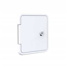 Lockable cable hatch for camper trailer