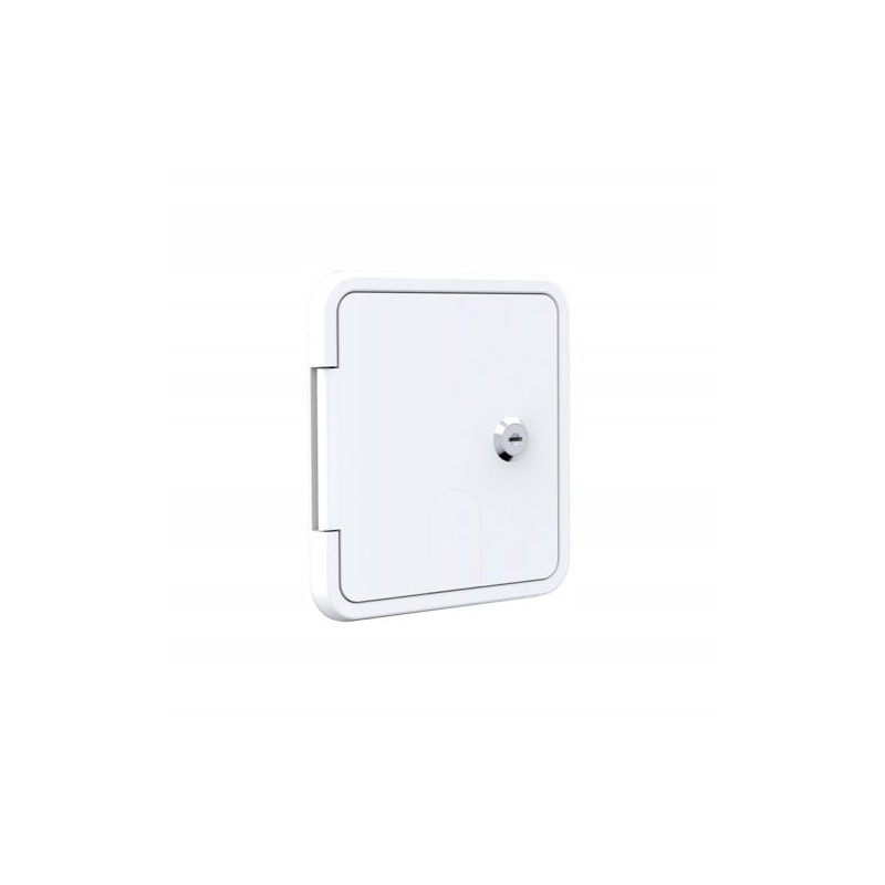 Lockable cable hatch for camper trailer