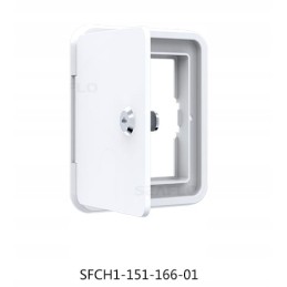 Lockable cable hatch for camper trailer