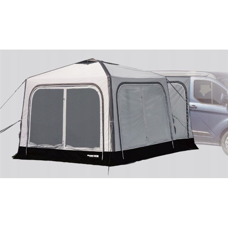 The vestibule is a Triton inflatable tent without a connector