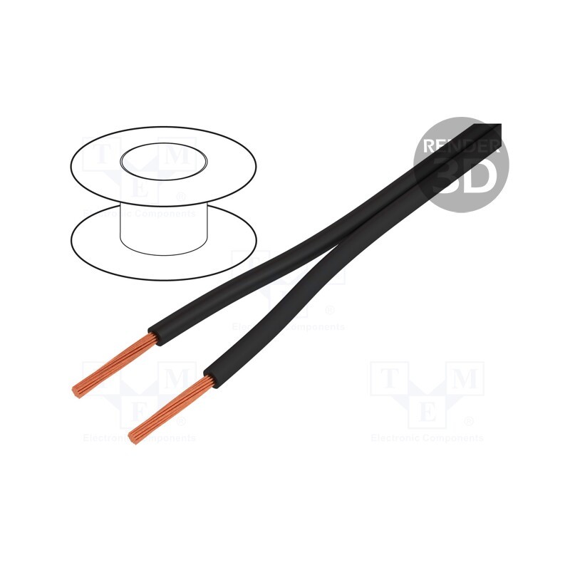5 m x STu00c4UBLI - 60.7456-21 - Wire, FLEXI-ZW, 2x2mm2, stranded, Cu, PVC, black, 1kV, -10÷70°C