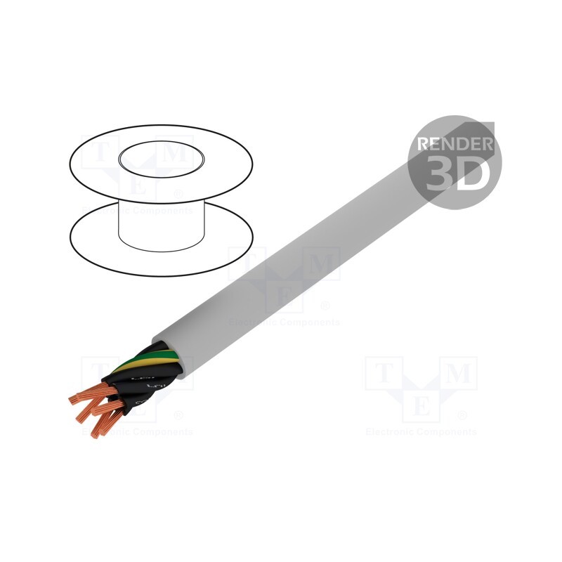 5 m x HELUKABEL - 10097 - Wire, JZ-500, 6G1.5mm2, unshielded, 300V,500V, Cu, stranded, grey