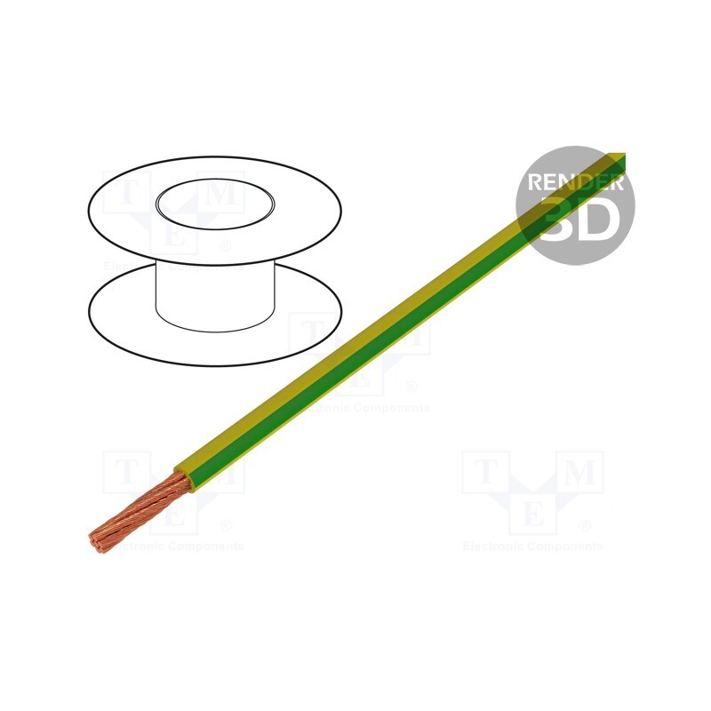 5 m x HELUKABEL - 15913 - Wire, LifY, 1x4mm2, stranded, Cu, PVC, yellow-green, 450V,750V