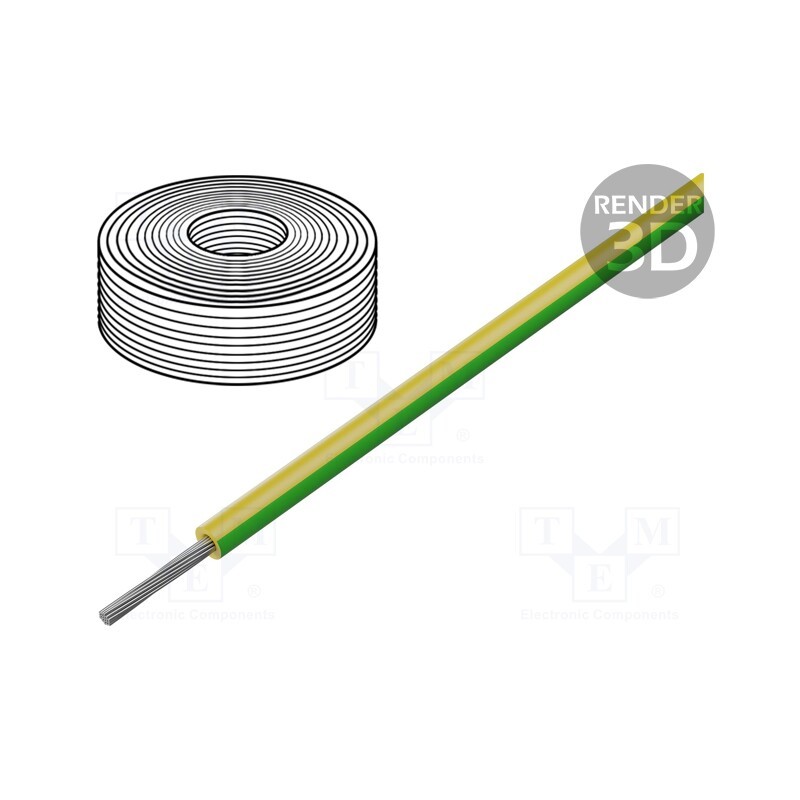 5 m x HELUKABEL - 23813 - Wire, SiF, 1x4mm2, stranded, Cu, silicone, yellow-green, -60÷180°C