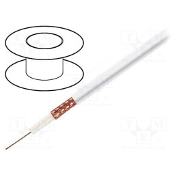 5 m x TASKER - RG59 FLEX WHITE - Wire: coaxial, RG59-flex, stranded, OFC, 0.22mm2, PVC, white, 2kVAC