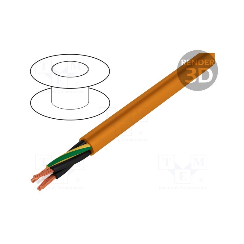 5 m x IGUS - CF885.15.04 - Wire: motor, chainflex® CF885, 4G1.5mm2, PVC, orange, stranded, Cu
