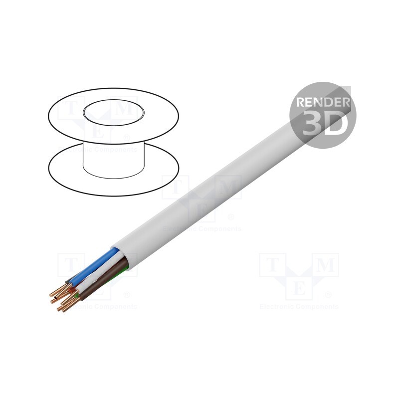 5 m x BITNER - LA0052 - Wire, BiTprotect,YTDY, 6x0.5mm, round, solid, Cu, PVC, white