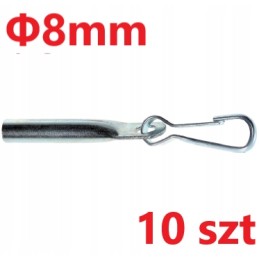 End of 8 mm customs line with carabiner, 10 pcs