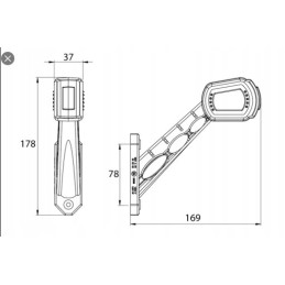 LED marker lamp, 3 functional, 12 24v, left, with a long boom