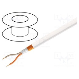 5 m x TASKER - C114 WHITE - Wire: microphone cable, 2x0.25mm2, white, OFC, -15÷70°C, PVC