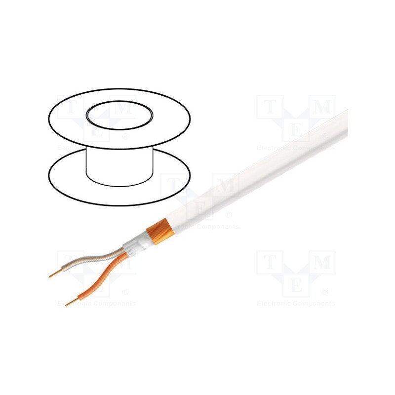 5 m x TASKER - C114 WHITE - Wire: microphone cable, 2x0.25mm2, white, OFC, -15÷70°C, PVC