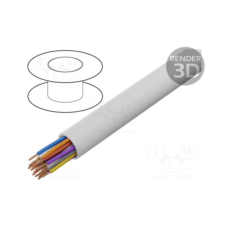 5 m x BITNER - TS0011 - Wire, YTKSY, 10x2x0.5mm, telecommunication, solid, Cu, PVC, white