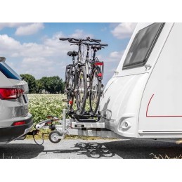 Aluminum bicycle rack for a trailer drawbar, retractable forest