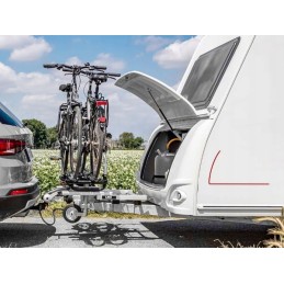 Aluminum bicycle rack for a trailer drawbar, retractable forest
