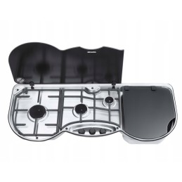 3-burner stove with sink and glass