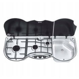 3-burner stove with sink and glass