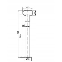 Fixed trailer support 300kg 70cm with clamp