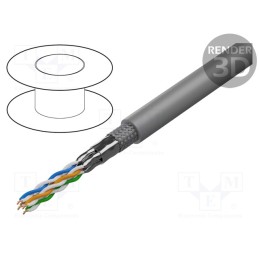 5 m x LAPP - 2170961 - Wire, ETHERLINE® LAN 500,F/UTP, 4x2x23AWG, 6a, solid, Cu, PVC, grey