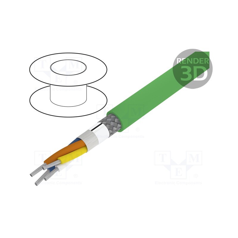 5 m x HELUKABEL - 800655 - Wire: data transmission, HELUKAT® PROFInet C, 2x2x22AWG, green