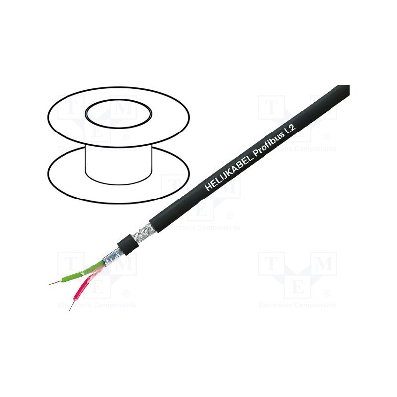 5 m x HELUKABEL - 80792 - Wire, 1x2x22AWG, PROFIBUS,outdoor, solid, Cu, PE, black, none