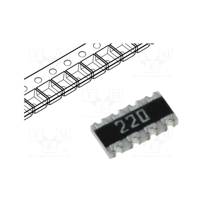 100 pcs x BOURNS - CAT16-220J4LF - Resistor network: Y, SMD, 22Ω, ±5%, No.of resistors: 4, Case: 1206