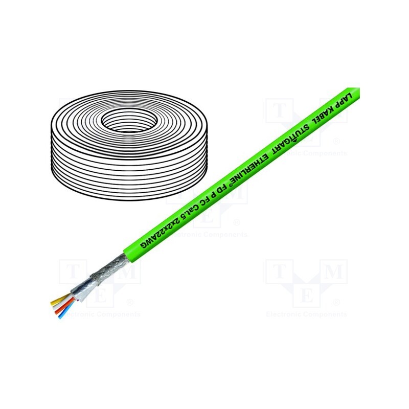 5 m x LAPP - 2170891 - Wire, ETHERLINE® Cat.5e, 2x2x22AWG, 5e, solid, Cu, PVC, green, 6.5mm
