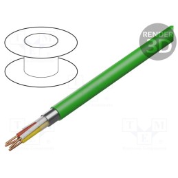 5 m x HELUKABEL - 81663 - Wire, 2x2x0.8mm, EiB/KNX,outdoor, solid, Cu, PVC, green, CPR: Eca