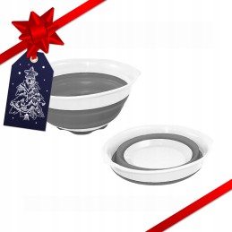 Silicone camping bowl, foldable, white and gray haba, a Christmas gift