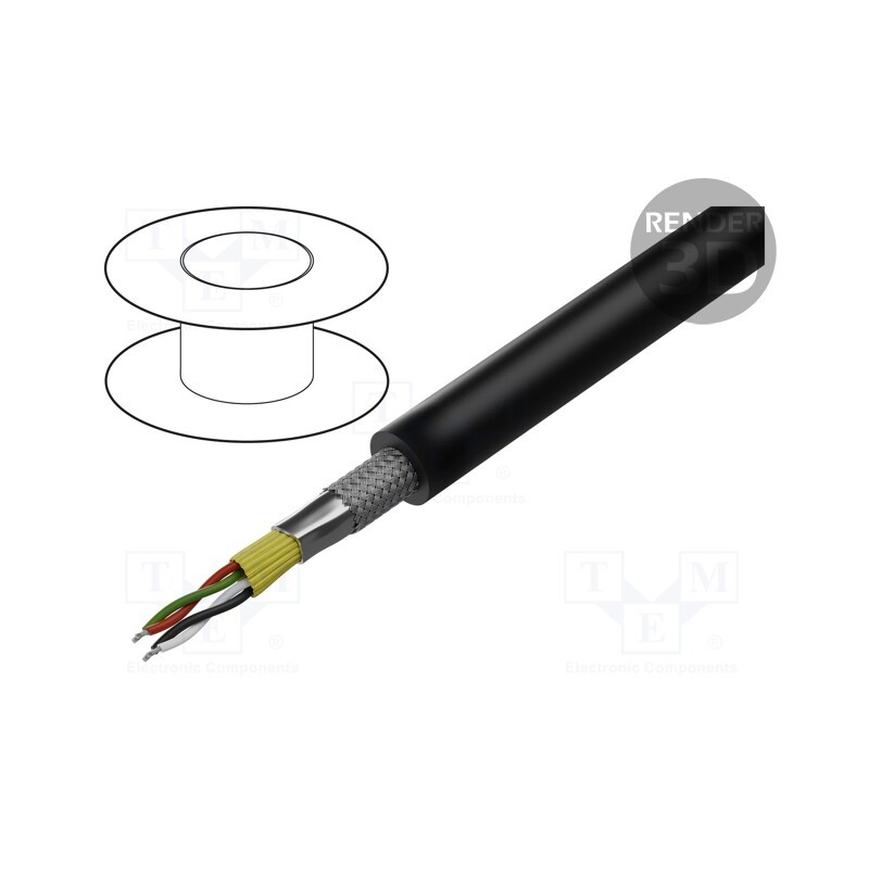 5 m x TASKER - C862 PUR - Wire: DMX, 2x2x0.35mm2, stranded, 110Ω, -15÷80°C, Colour: black