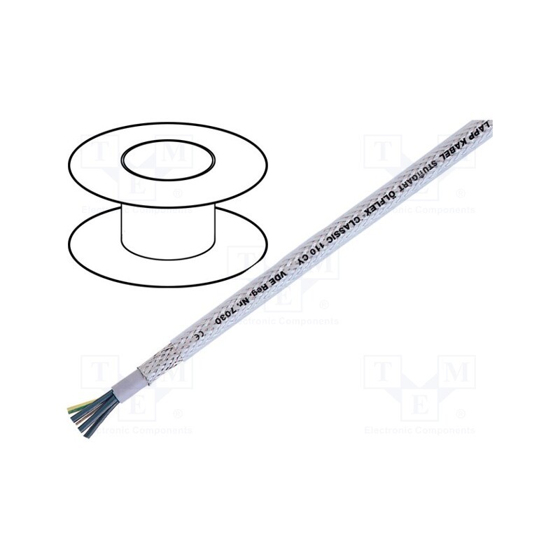 5 m x LAPP - 1135755 - Wire, ÖLFLEX® CLASSIC 110 CY, 5x0.5mm2, PVC, transparent, CPR: Eca