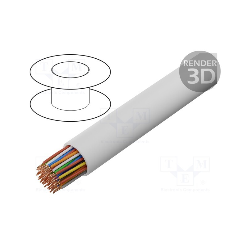 5 m x BITNER - TS0018 - Wire, YTKSY, 30x2x0.5mm, telecommunication, solid, Cu, PVC, white