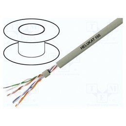 5 m x HELUKABEL - 80053 - Wire, HELUKAT® 155,U/UTP, 4x2x24AWG, 5e, solid, Cu, PVC, grey, 305m