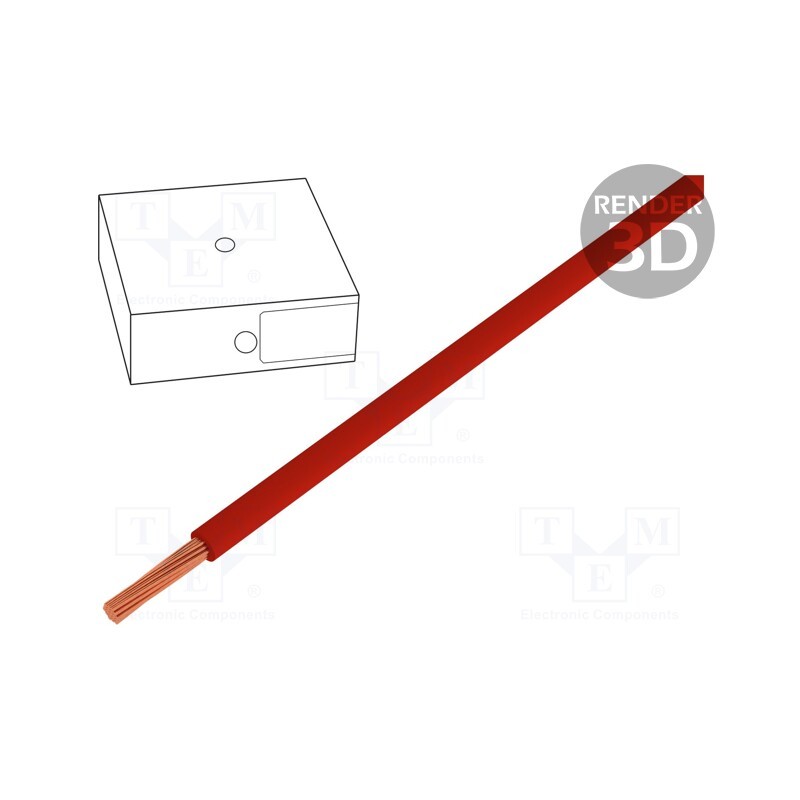 5 m x LAPP - 4520045 - Wire, H07V-K, stranded, Cu, 10mm2, PVC, red, 450V,750V, 100m, Class: 5