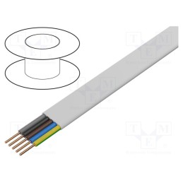 5 m x ELEKTROKABEL - EK-YDYP-5X2.5 - Wire, YDY, 5G2.5mm2, flat, solid, Cu, PVC, white, 450V,750V, 100m