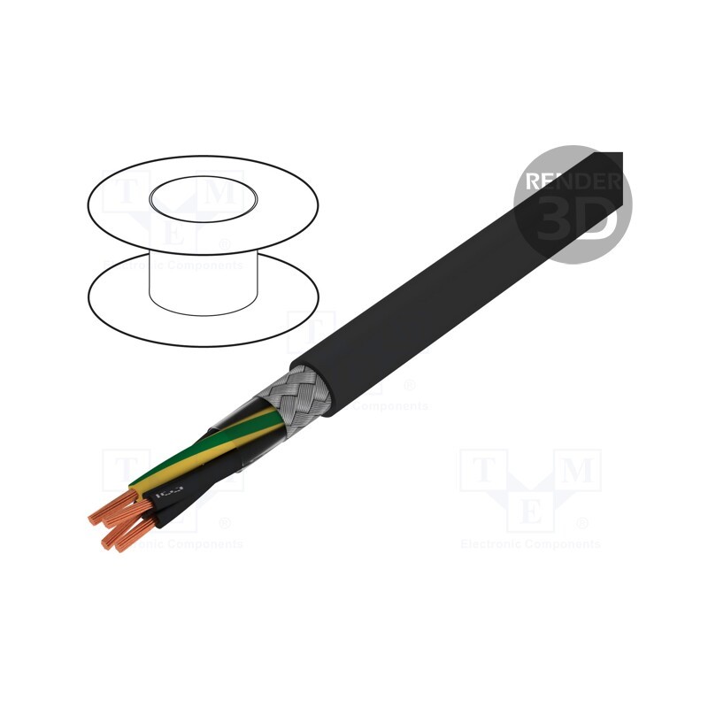 5 m x LAPP - 1136513 - Wire, ÖLFLEX® CLASSIC 115 CY BK, 4G0.5mm2, PVC, black, 300V,500V