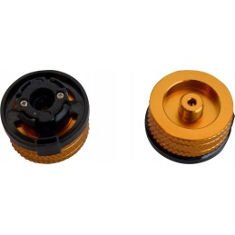 Gas adapter from a screw-on cartridge to a cartridge