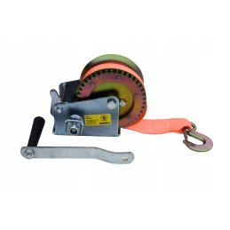 Hand winch 540 kg, belt, crank, belt 10 m 4 5 cm, small for boats