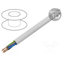 5 m x ELEKTROKABEL - EK-YDY-5X1 - Wire, YDY, 5G1mm2, round, solid, Cu, PVC, white, 450V,750V, 100m
