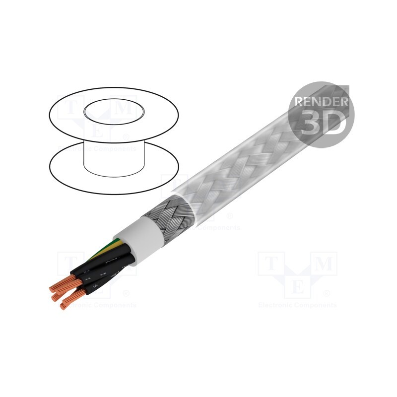 5 m x BITNER - S54302 - Wire, BiT 500 CY, 4G0.5mm2, shielded,tinned copper braid, PVC